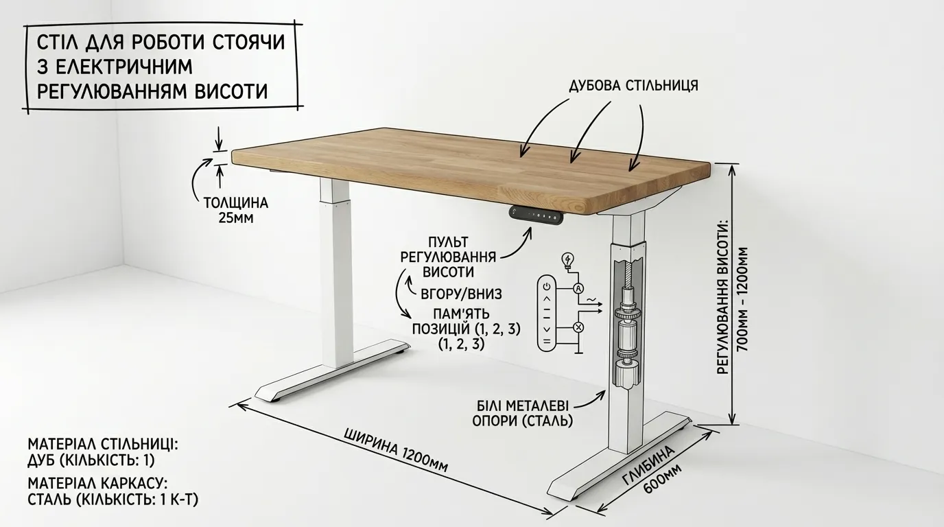 Стіл з електричним регулюванням висоти